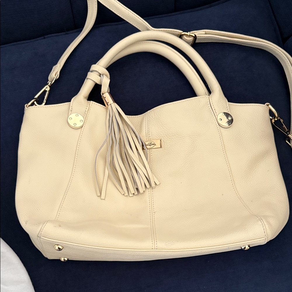 Elegant Cream Handbag with Tassel